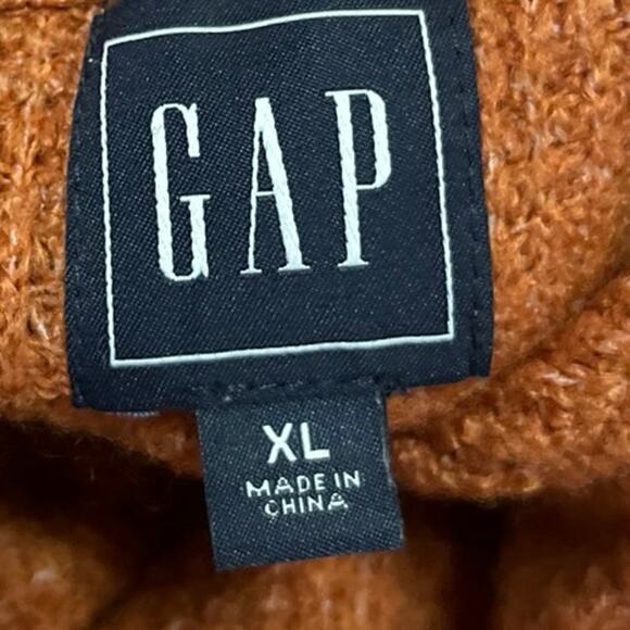 Gap Brown Ribbed Knit Mock Neck Oversized Long Sleeve Pullover Sweater Top Sz XL - Picture 3 of 4